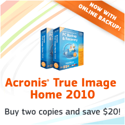 Acronis True Image Home 2010 Coupon - $20 Discount for 2 copies