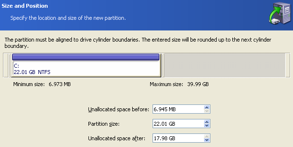 set partition size