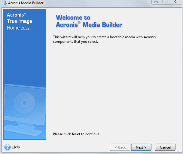 Acronis bootable media builder