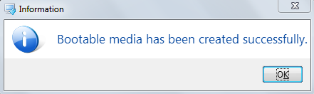 Acronis bootable media has been created