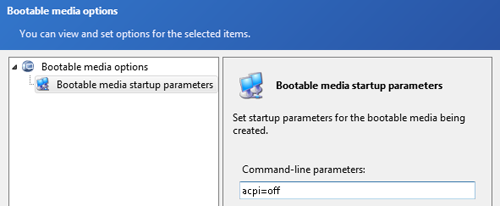 bootable media startup parameters