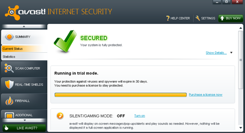 Avast Internet Security 7 main window