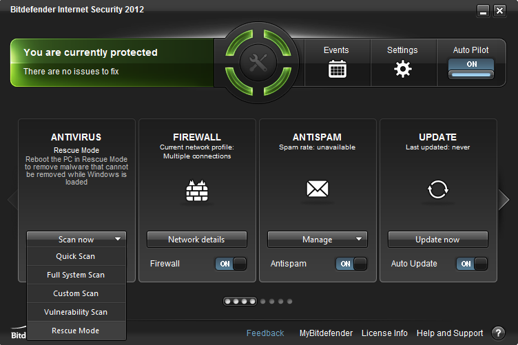 internet security 2012 main window