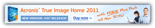 Acronis True Image Home 2011 Coupon Code 5% Discount with free Plus Pack