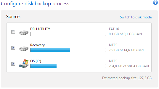 configure disk backup process