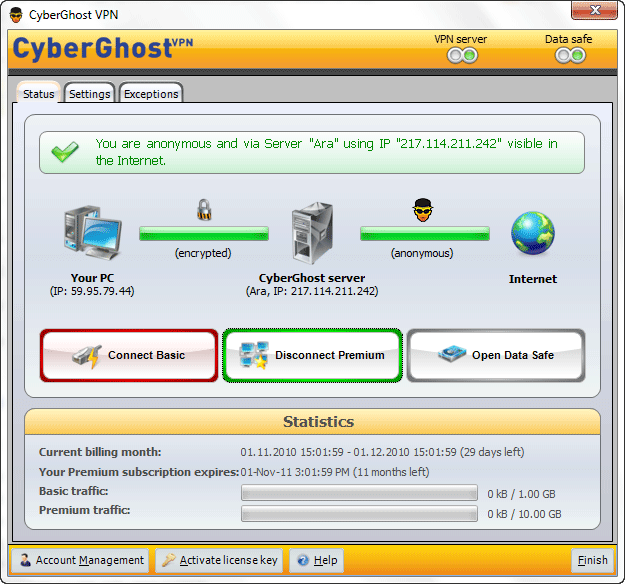 CyberGhost VPN Basic screenshot