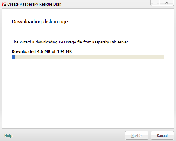 download ISO image of Kaspersy rescue disk