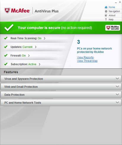 McAfee Antivirus 2012 screenshot