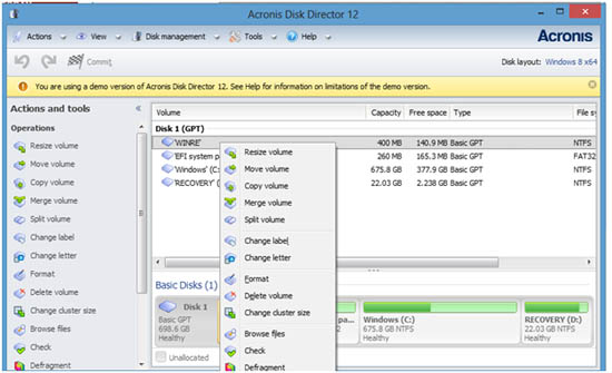 Acronis Disk Director 12 Features