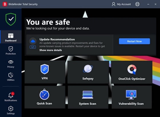 BitDefender Total Security 2024 user interface