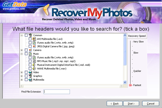 file headers selection